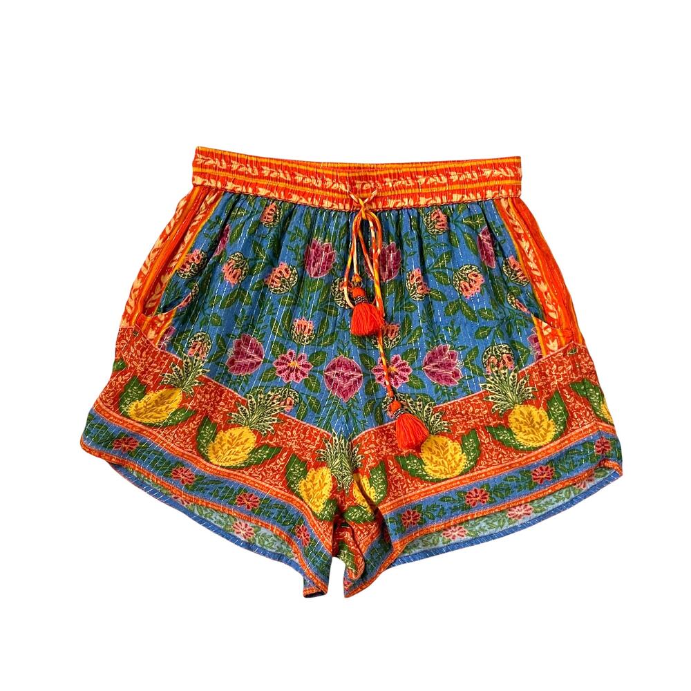 FARM RIO Shorts - Pineapples - Flowers - Metallic Threading - Size PP - US XXS